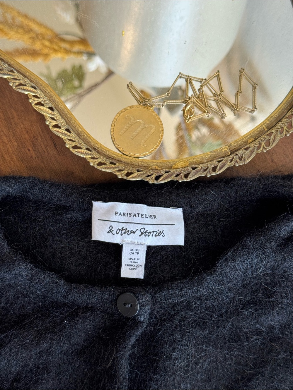 & Other Stories alpaca blend black Crewneck Button-Front Cardigan - Picture 12 of 14